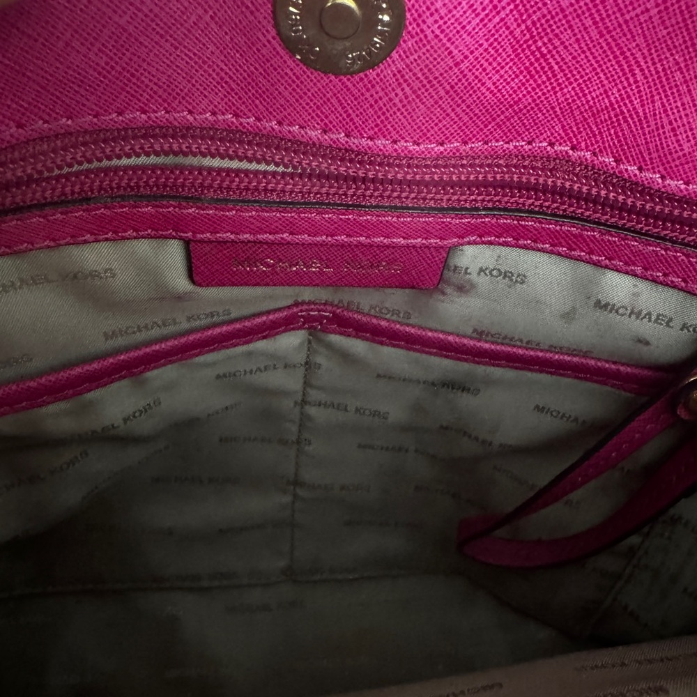 Michael Kors Fuchsia Saffiano Leather Satchel - Picture 6 of 9